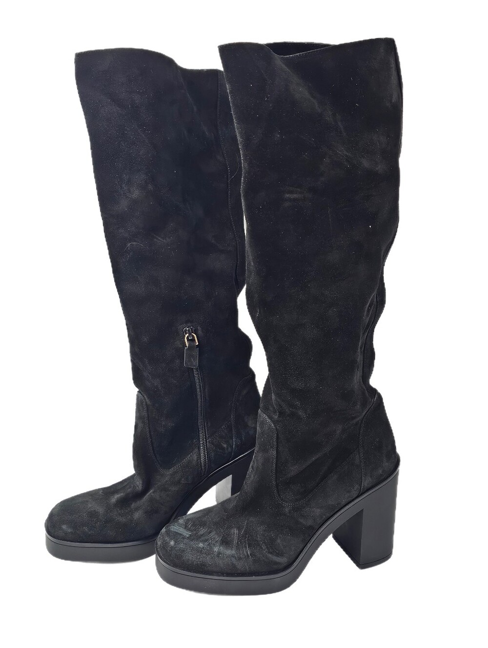 Stuart Weitzman Bethenny 80 Black Suede Platform Knee High Boots 7.5B NWOB